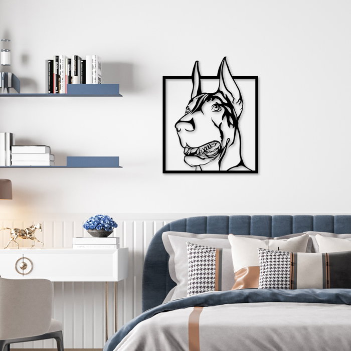 Wallity Doberman Escultura de pared de metal negra